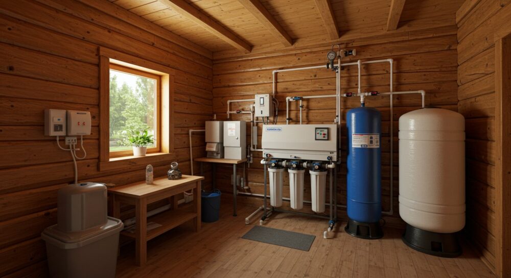 Системы очистки воды Очистка воды в коттеджe с обезжелезиванием и умягчением в Уфе